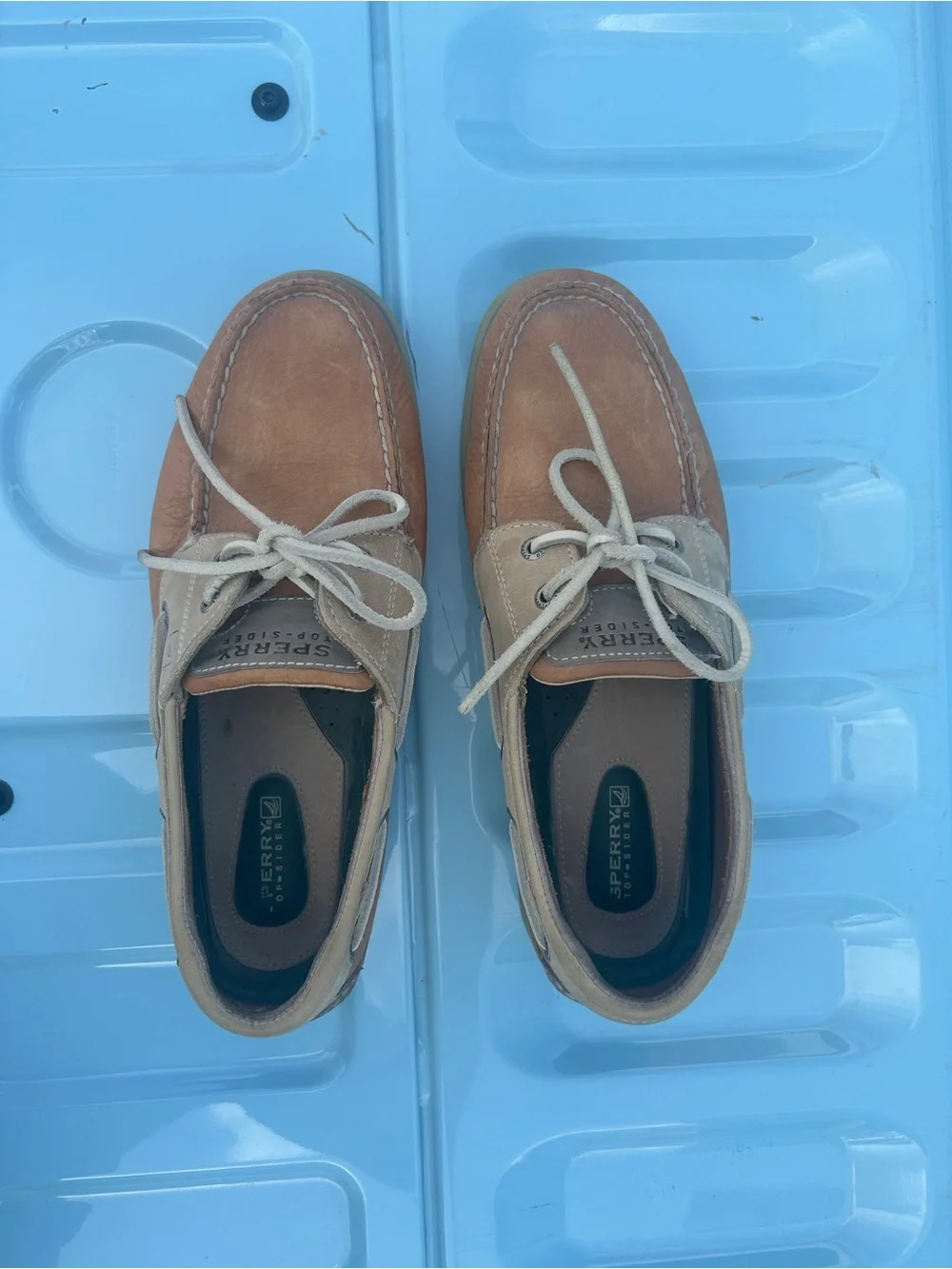 Sperry Two-Tone Brown and Tan Leather Boat Shoes